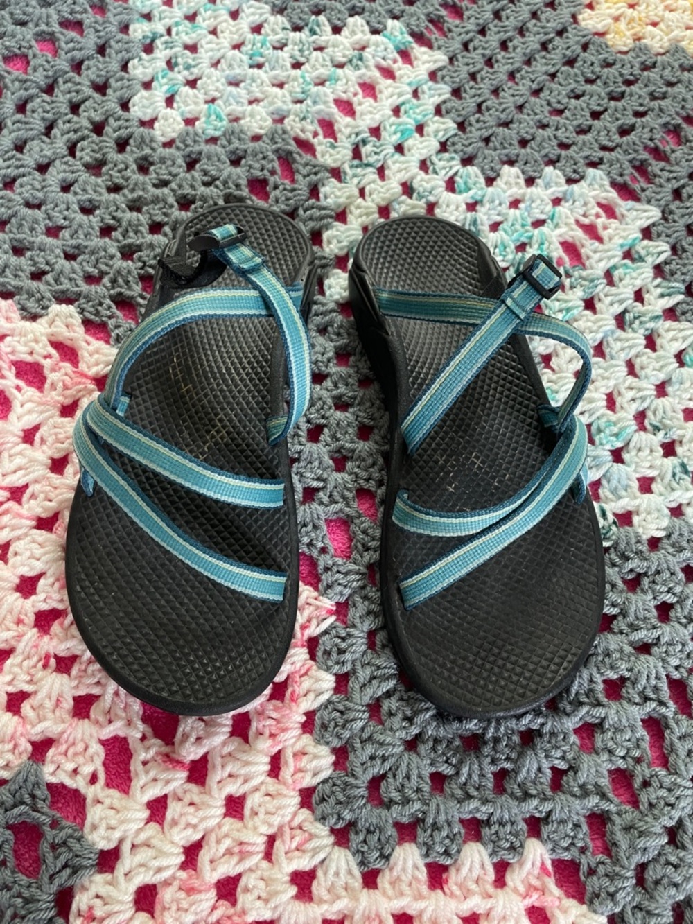 Chaco slide slip on sandal aqua teal womens 9 gently used all terrain - Picture 2 of 4